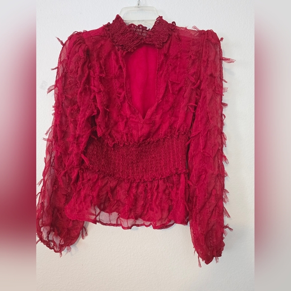 Zara Red Frill Top - Picture 5 of 9